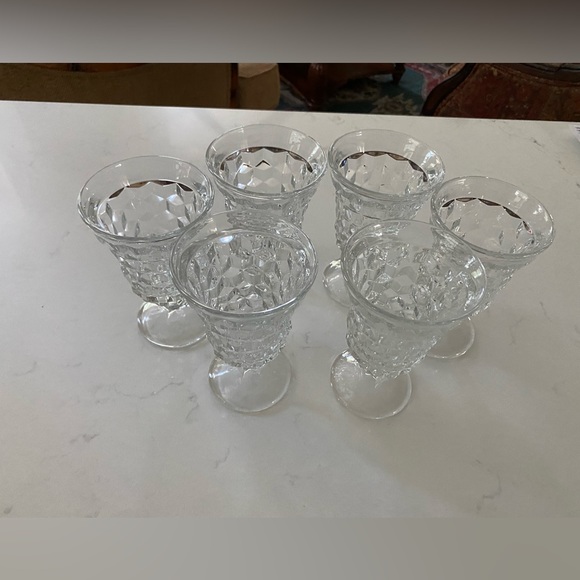 Set of 6 Fostoria American Clear Pattern 6 oz Footed Juice Glasses-cube/cubist